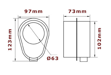 Kopplingsbox KR1 till elpatronelement en bild som visar yttre mått